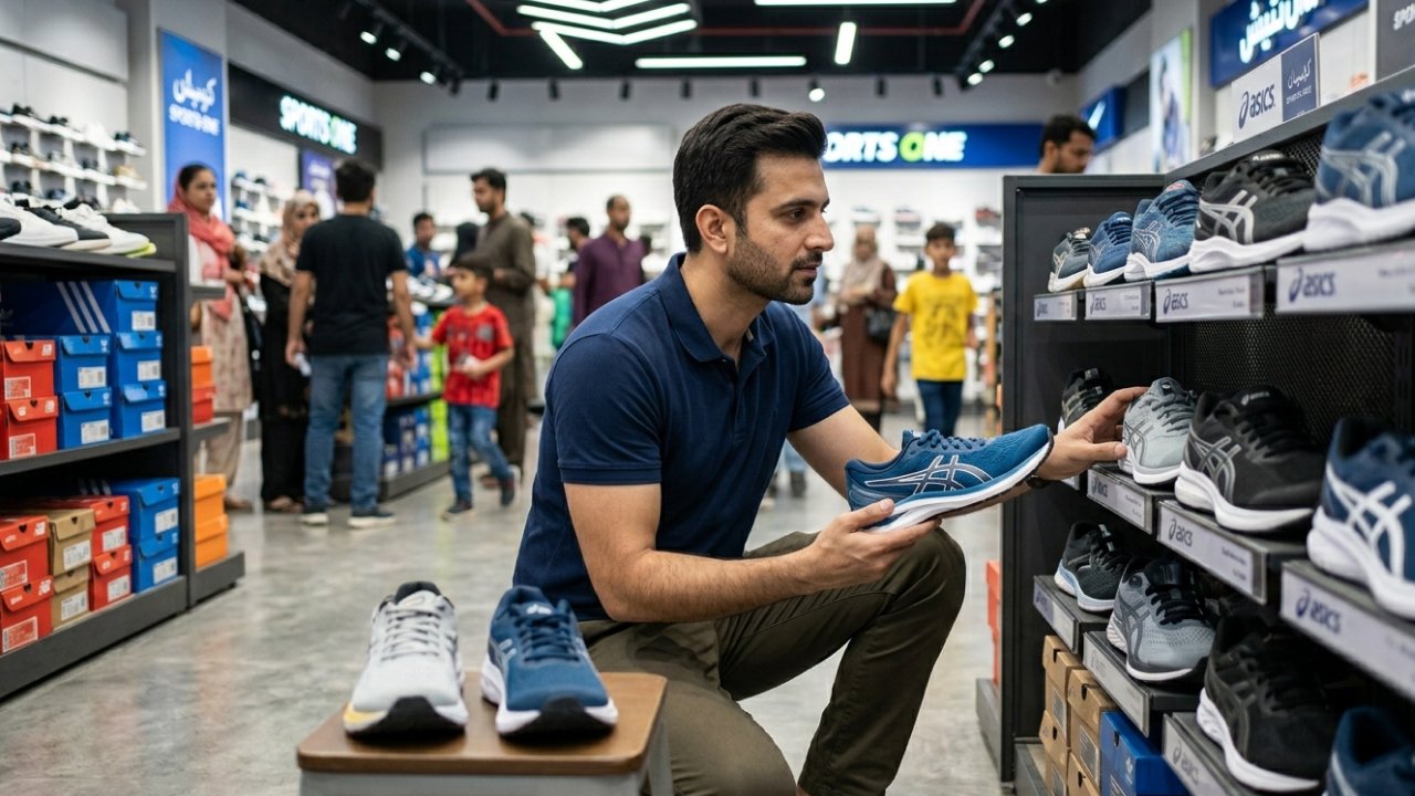 A man selecting running shoes