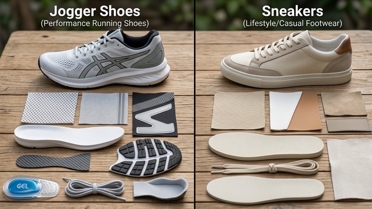 Comparison of running shoe materials vs casual sneakers