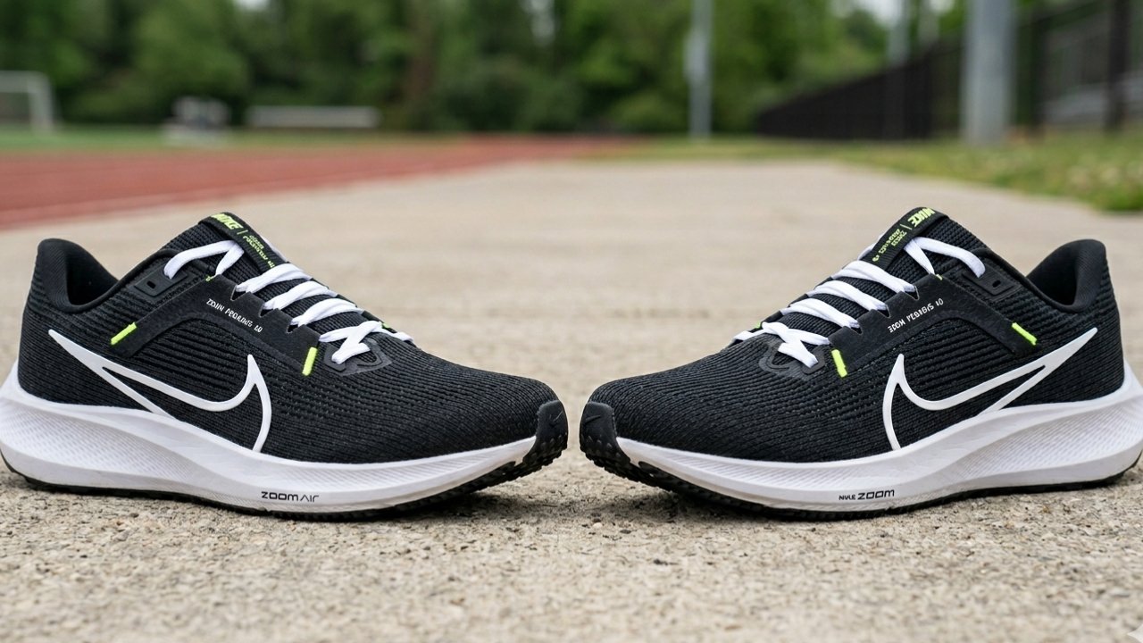 A pair of black nike shoes