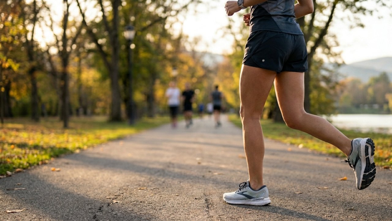 A woman running on a path