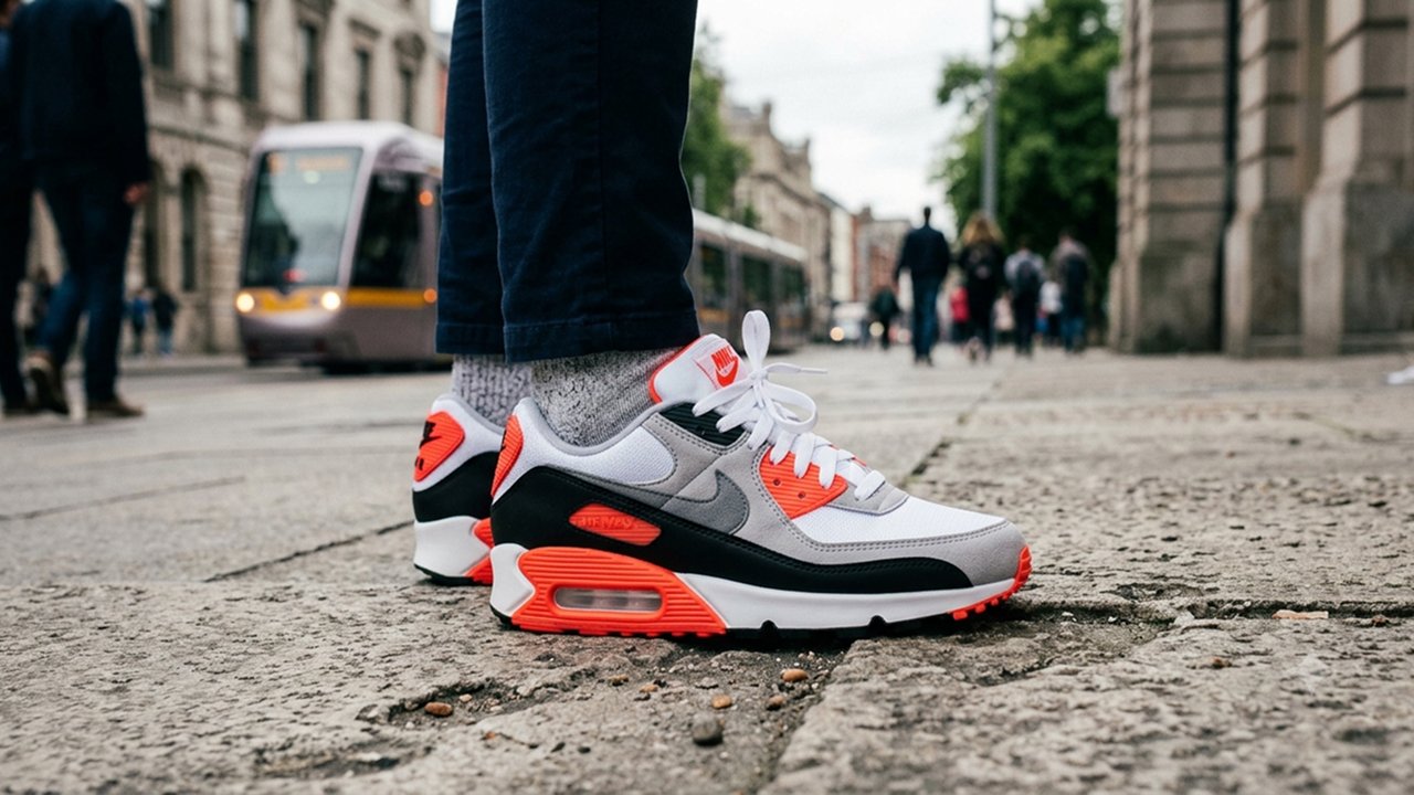 A person wearing Nike sneakers